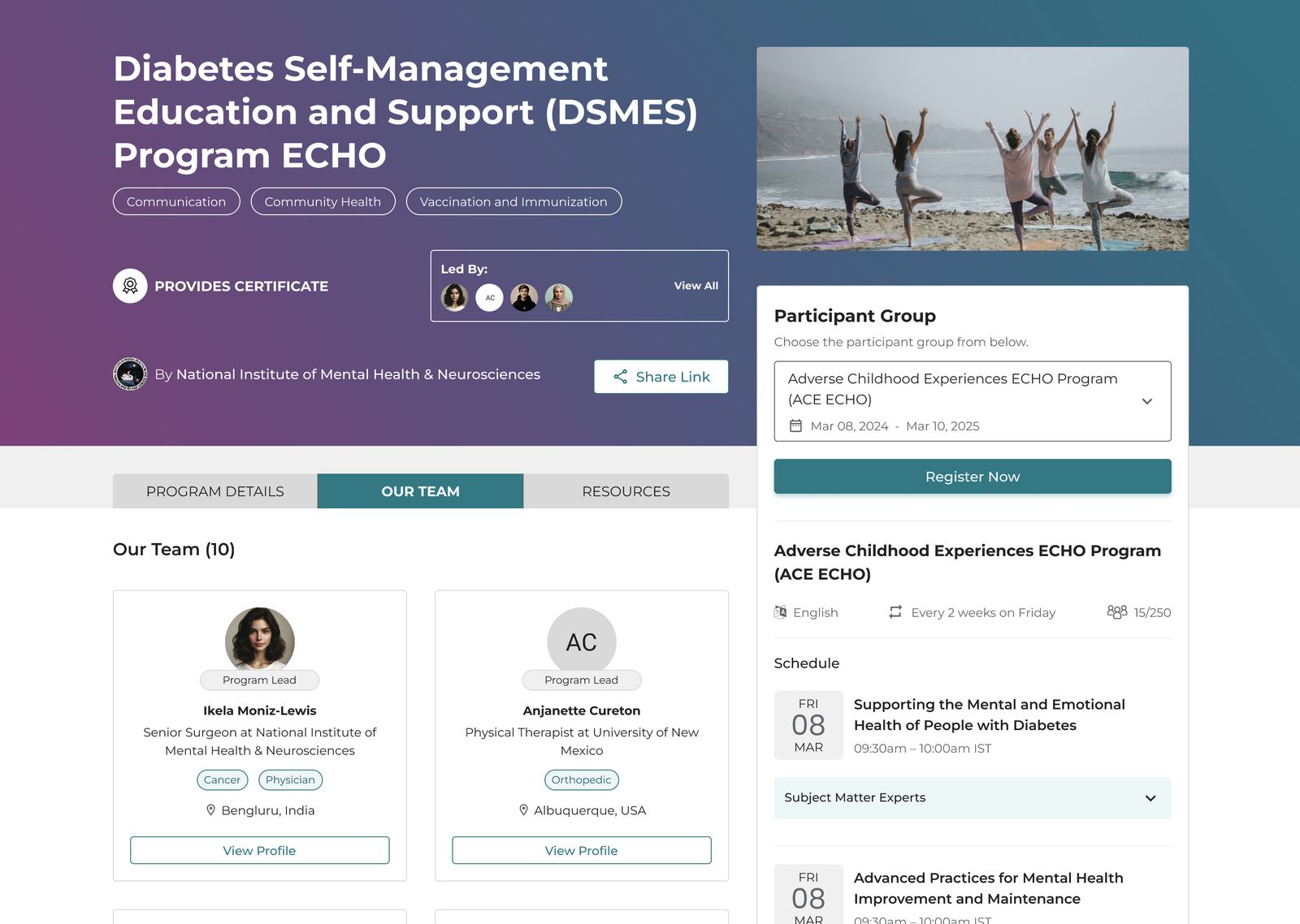Here is example of the public program page.
