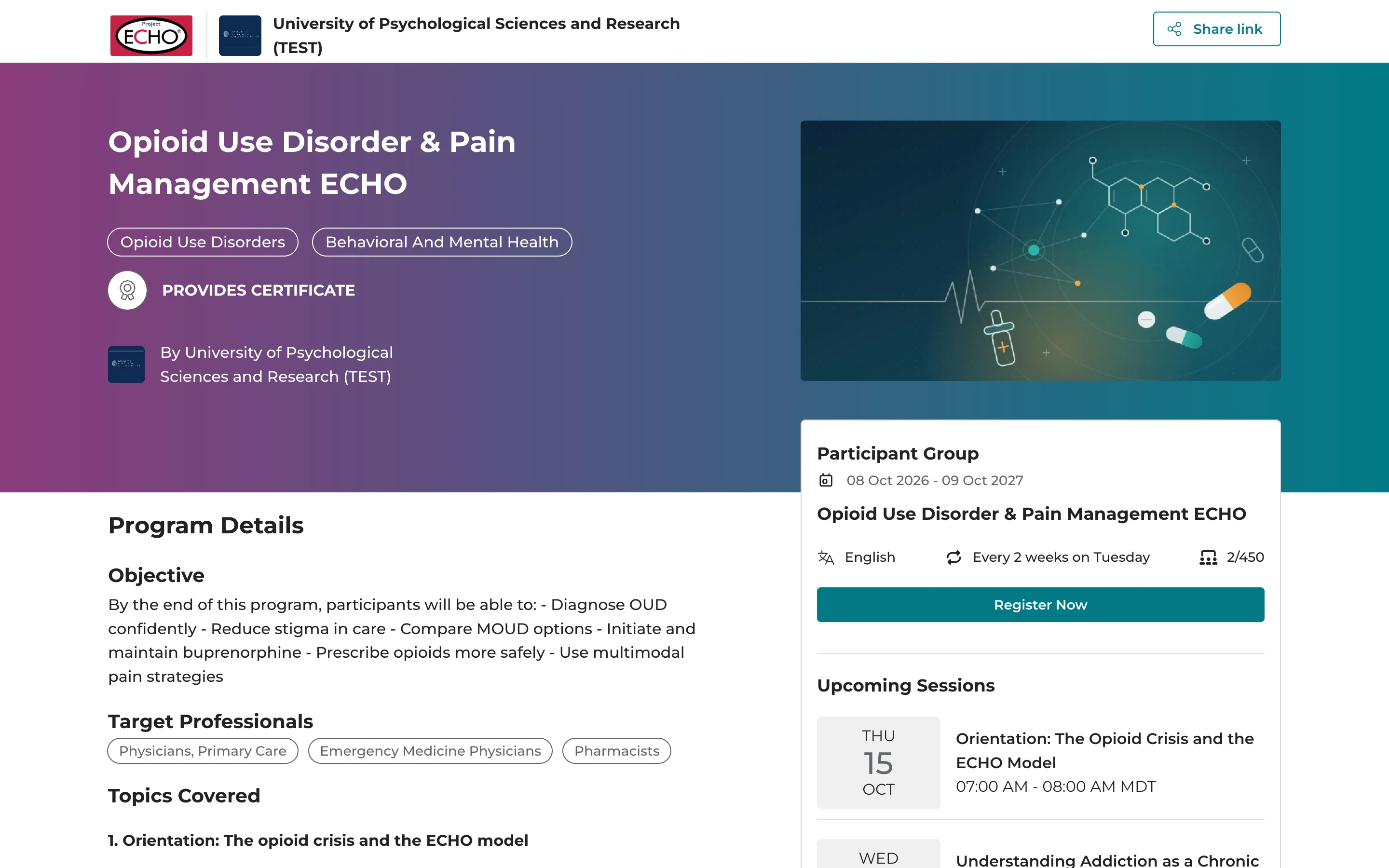 A program page on iECHO