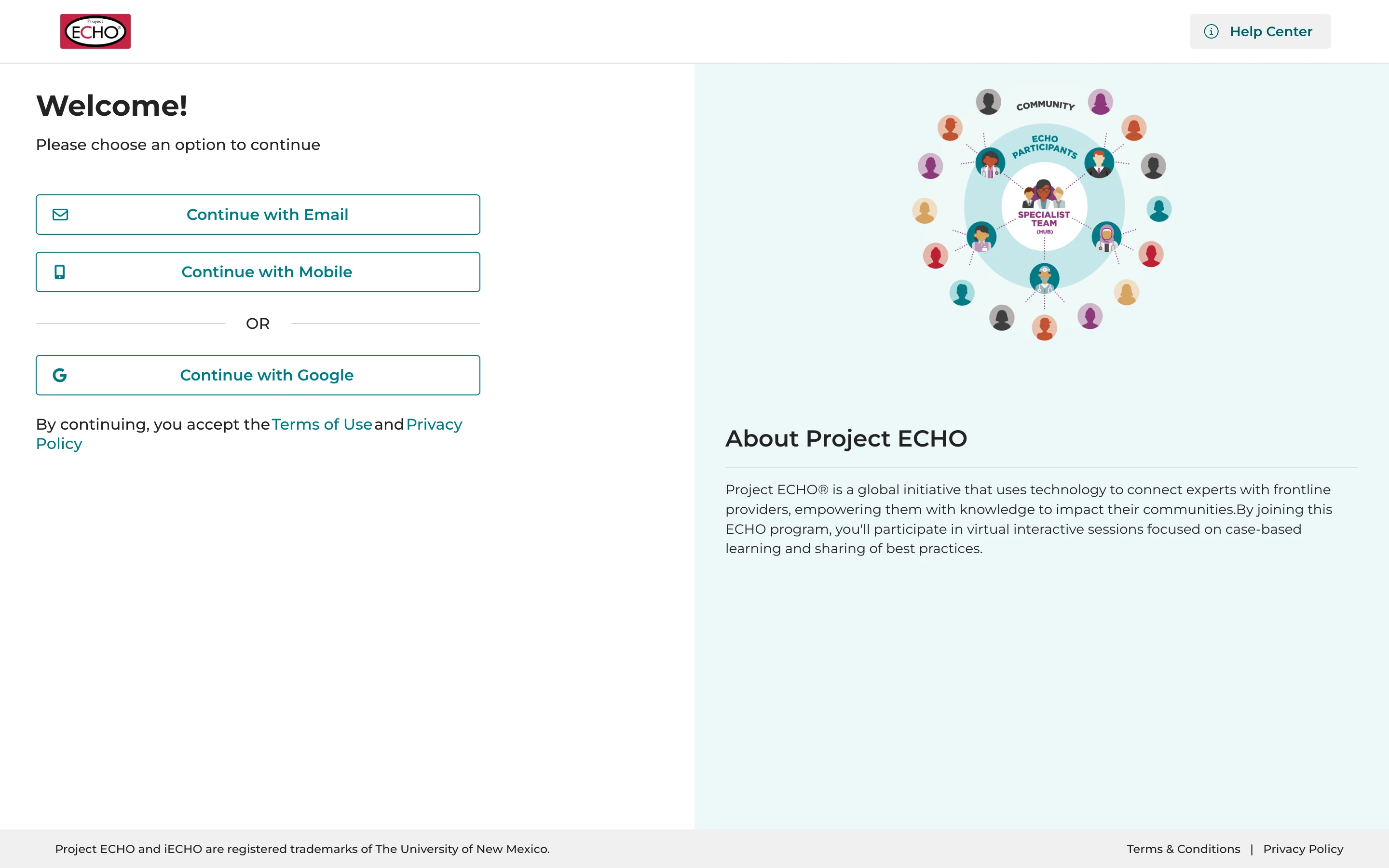 Ways to sign up for iECHO